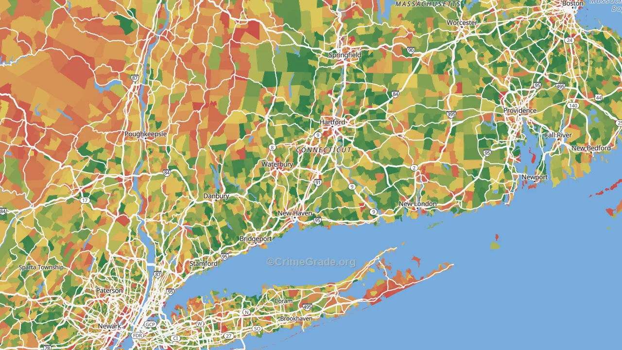 Connecticut Map of Burglary Rates