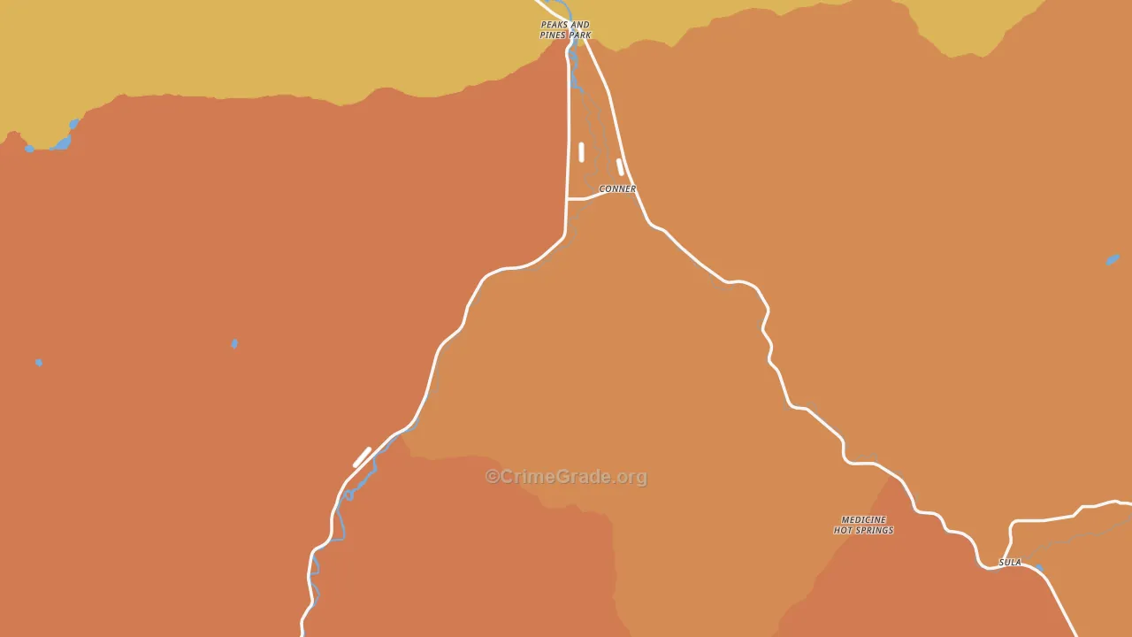 Conner, MT Map of Burglary Rates