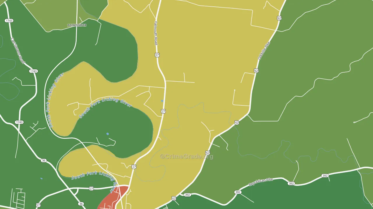 Connersville, KY Map of Burglary Rates