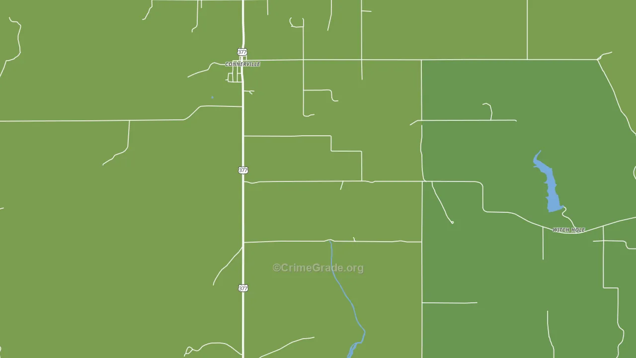 Connerville, OK Map of Burglary Rates