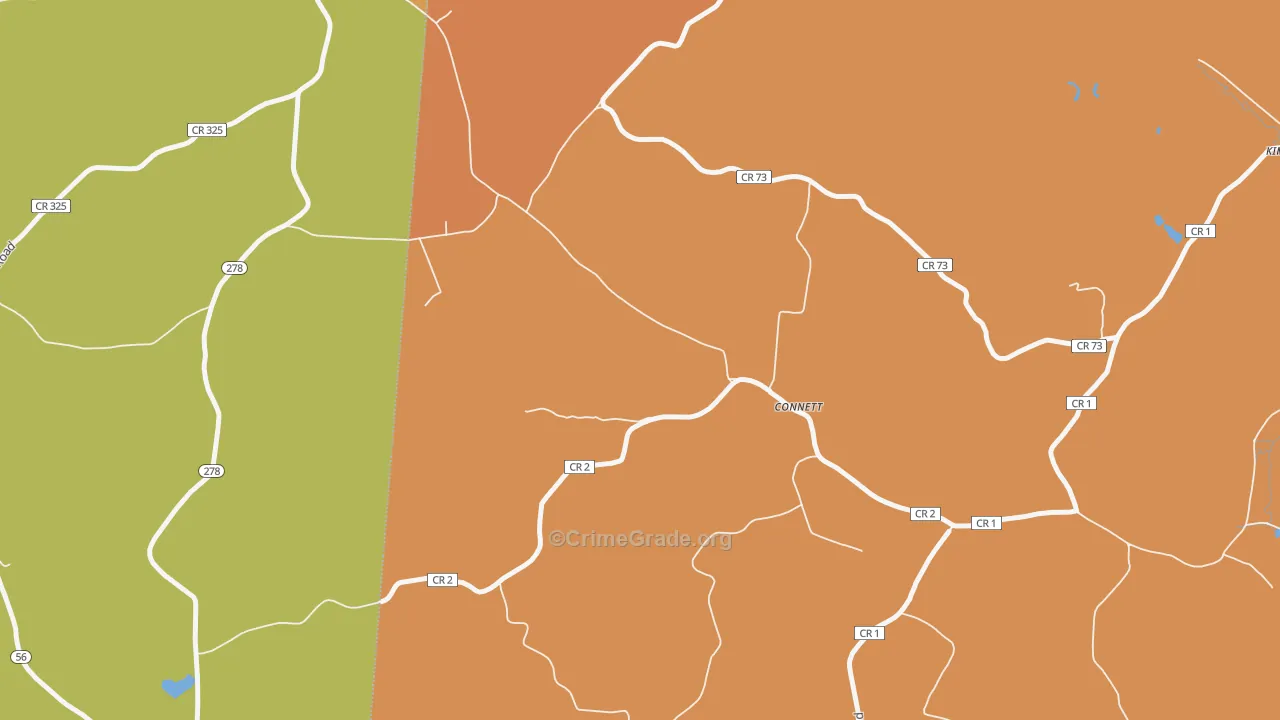 Connett, OH Map of Burglary Rates
