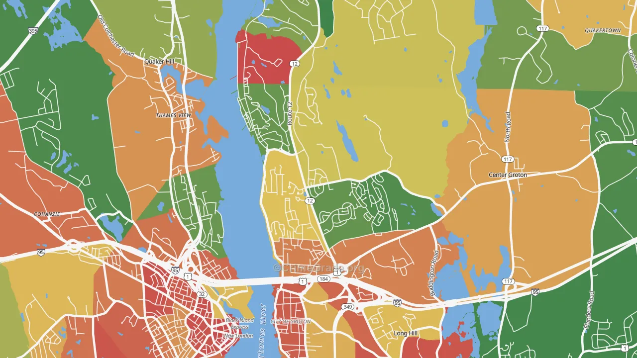 Conning Towers Nautilus Park, CT Map of Burglary Rates