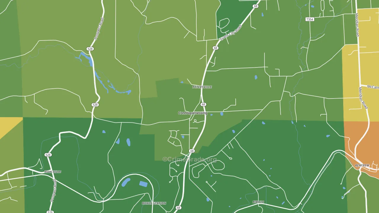 Connoquenessing, PA Map of Burglary Rates