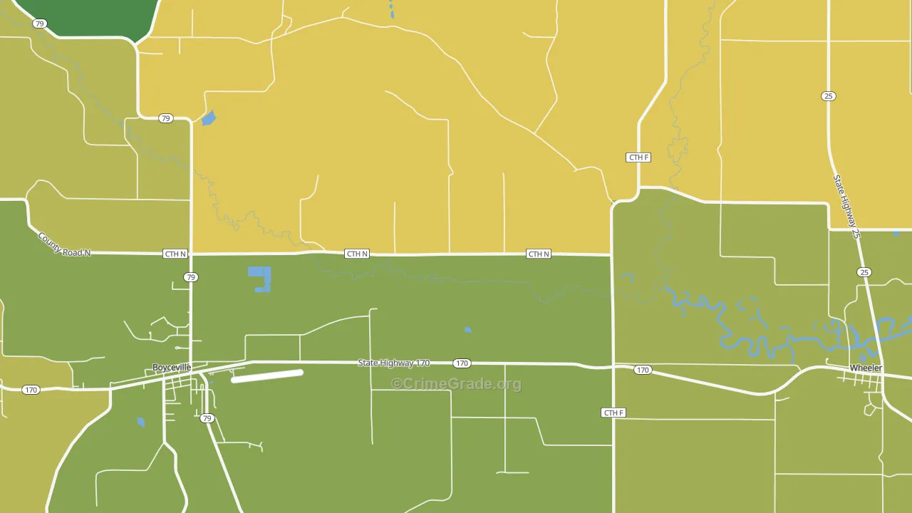 Connorsville, WI Map of Burglary Rates