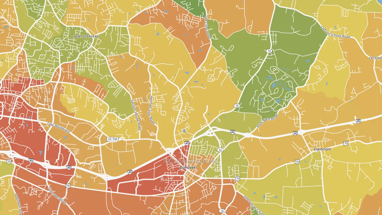 Conover, NC Map of Burglary Rates