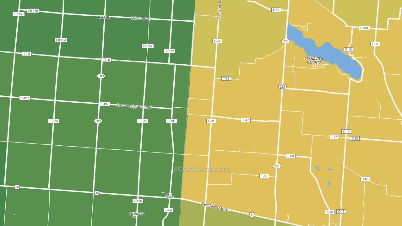 Conover, OH Map of Burglary Rates