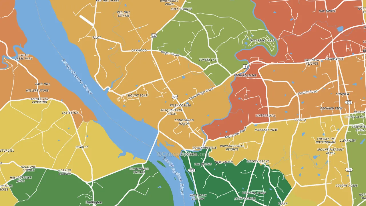 Conowingo, MD Map of Burglary Rates