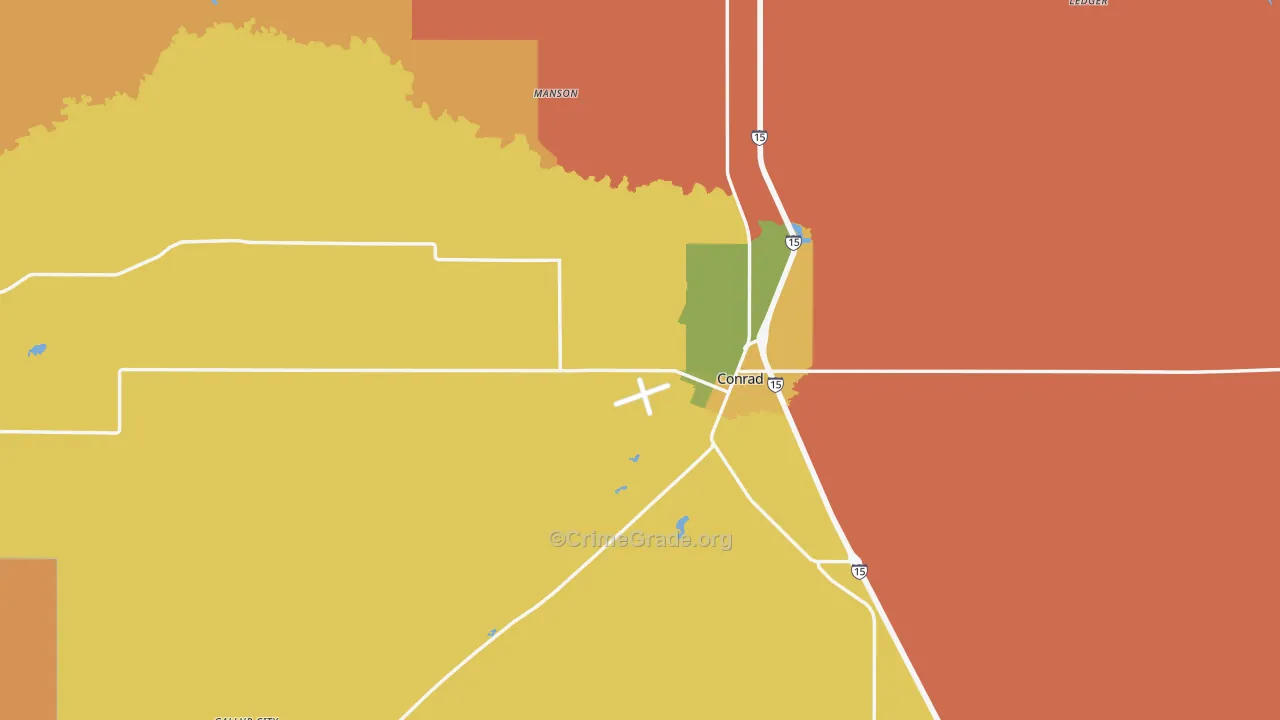 Conrad, MT Map of Burglary Rates