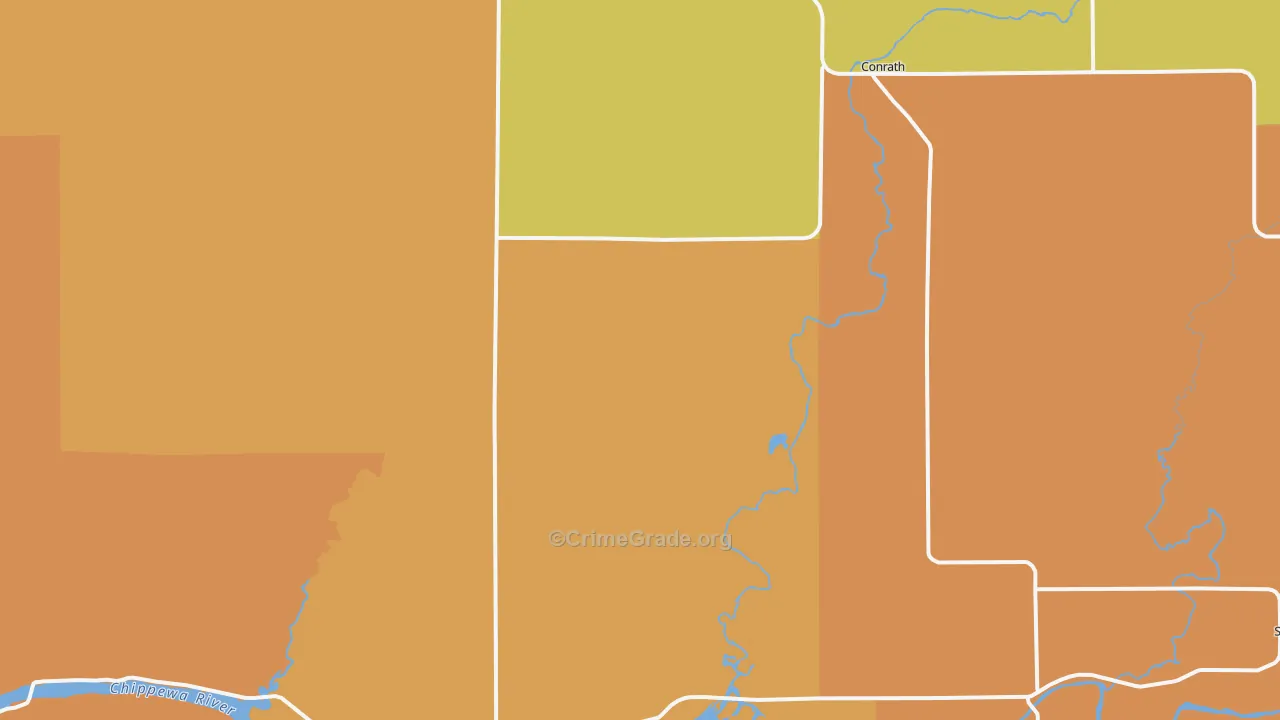 Conrath, WI Map of Burglary Rates