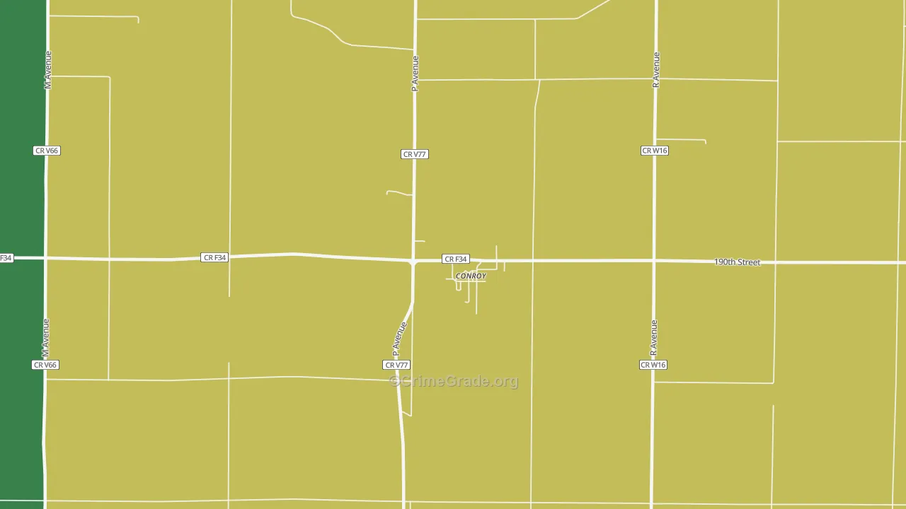 Conroy, IA Map of Burglary Rates