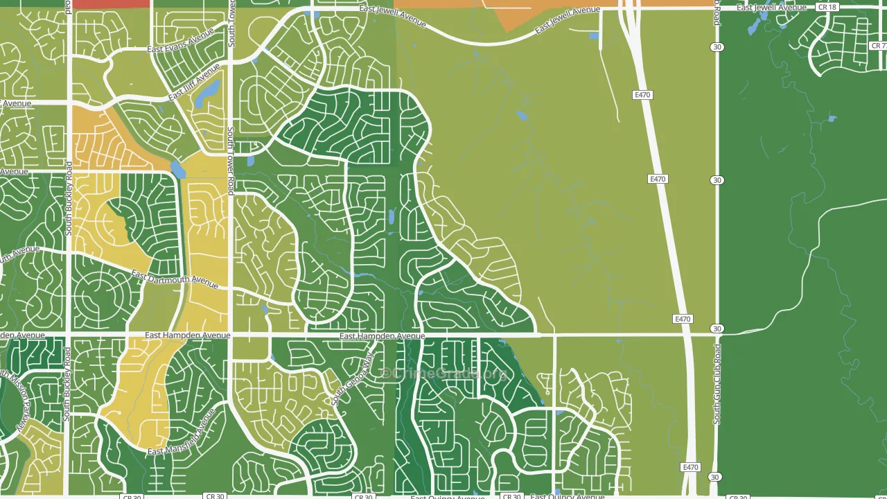 Conservatory, Aurora, CO Map of Burglary Rates