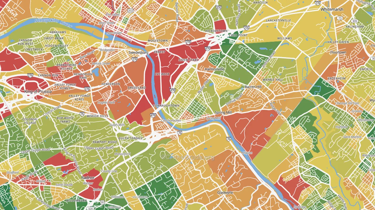 Conshohocken, PA Map of Burglary Rates
