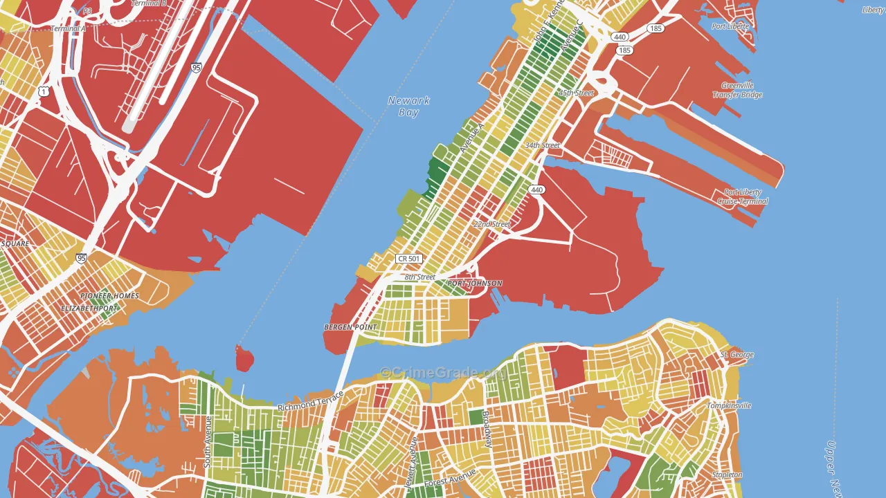Constable Hook, Bayonne, NJ Map of Burglary Rates