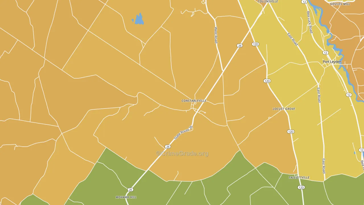 Constableville, NY Map of Burglary Rates