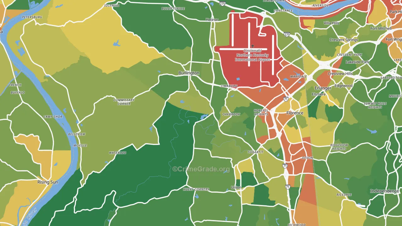 Constance, KY Map of Burglary Rates