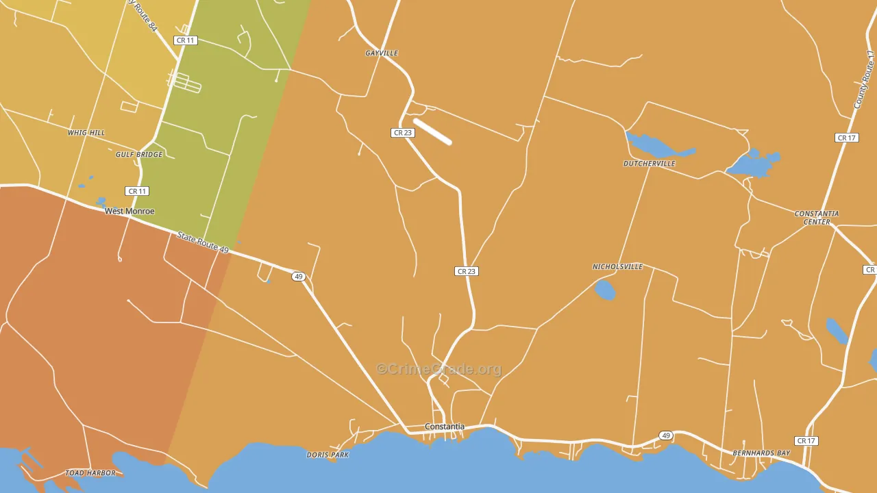 Constantia, NY Map of Burglary Rates