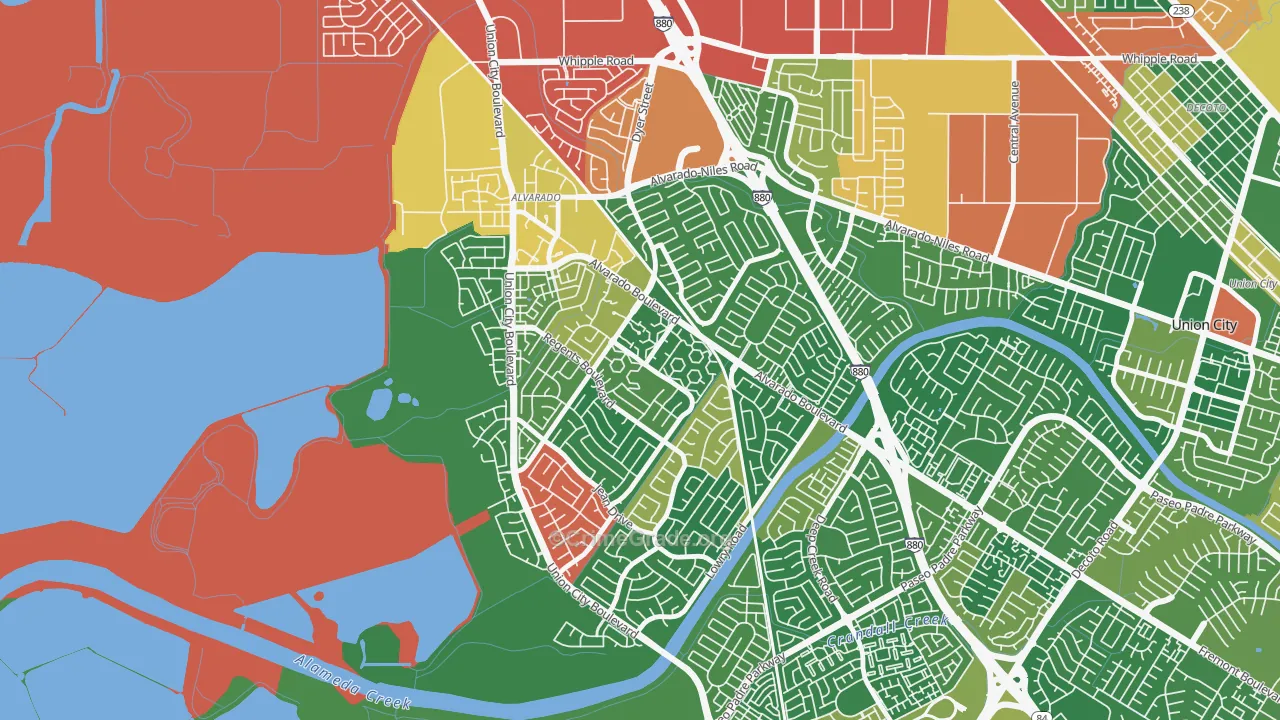 Contempo, Union City, CA Map of Burglary Rates