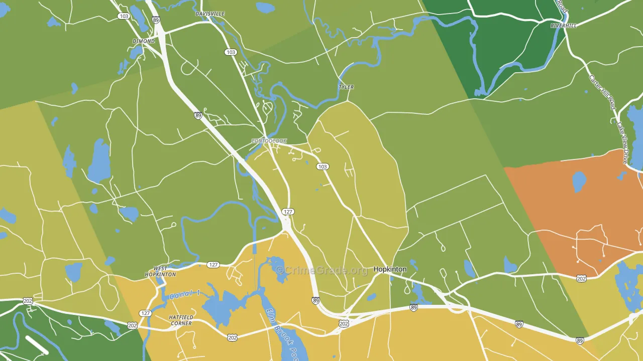 Contoocook, NH Map of Burglary Rates