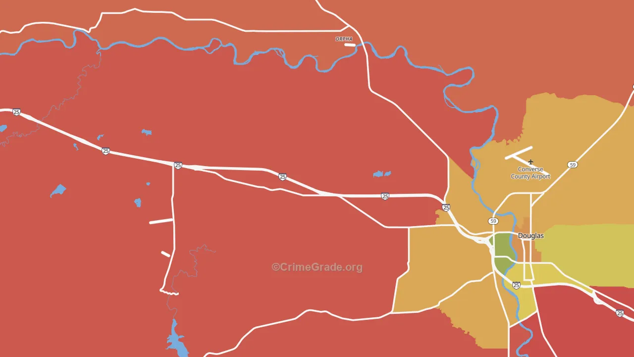 Converse County, WY Map of Burglary Rates