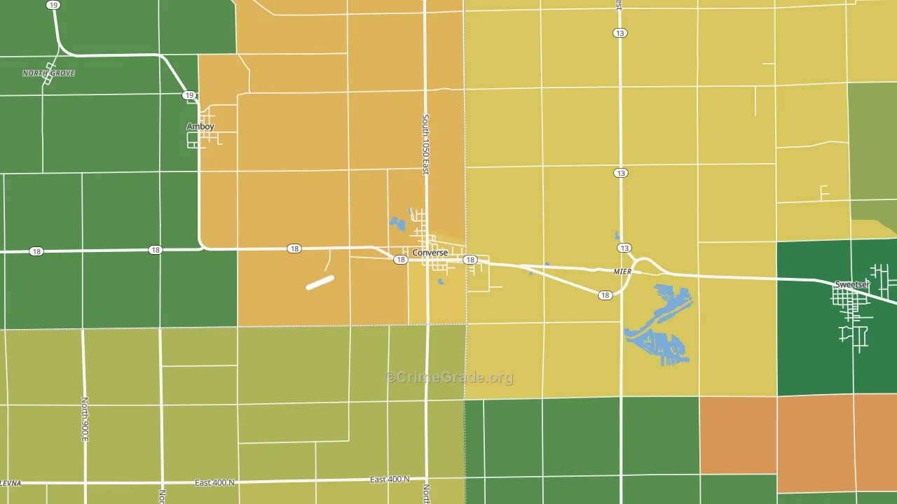 Converse, IN Map of Burglary Rates