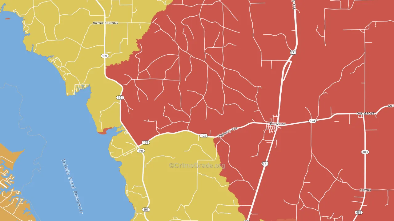 Converse, LA Map of Burglary Rates