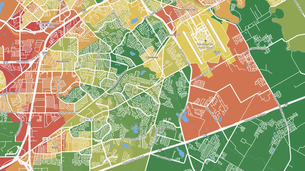 Converse, TX Map of Burglary Rates