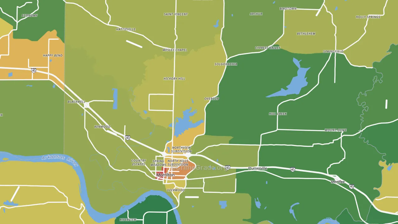 Conway County, AR Map of Burglary Rates