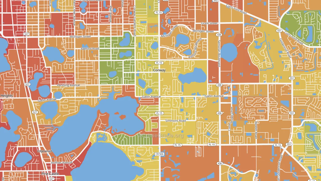 Conway, FL Map of Burglary Rates