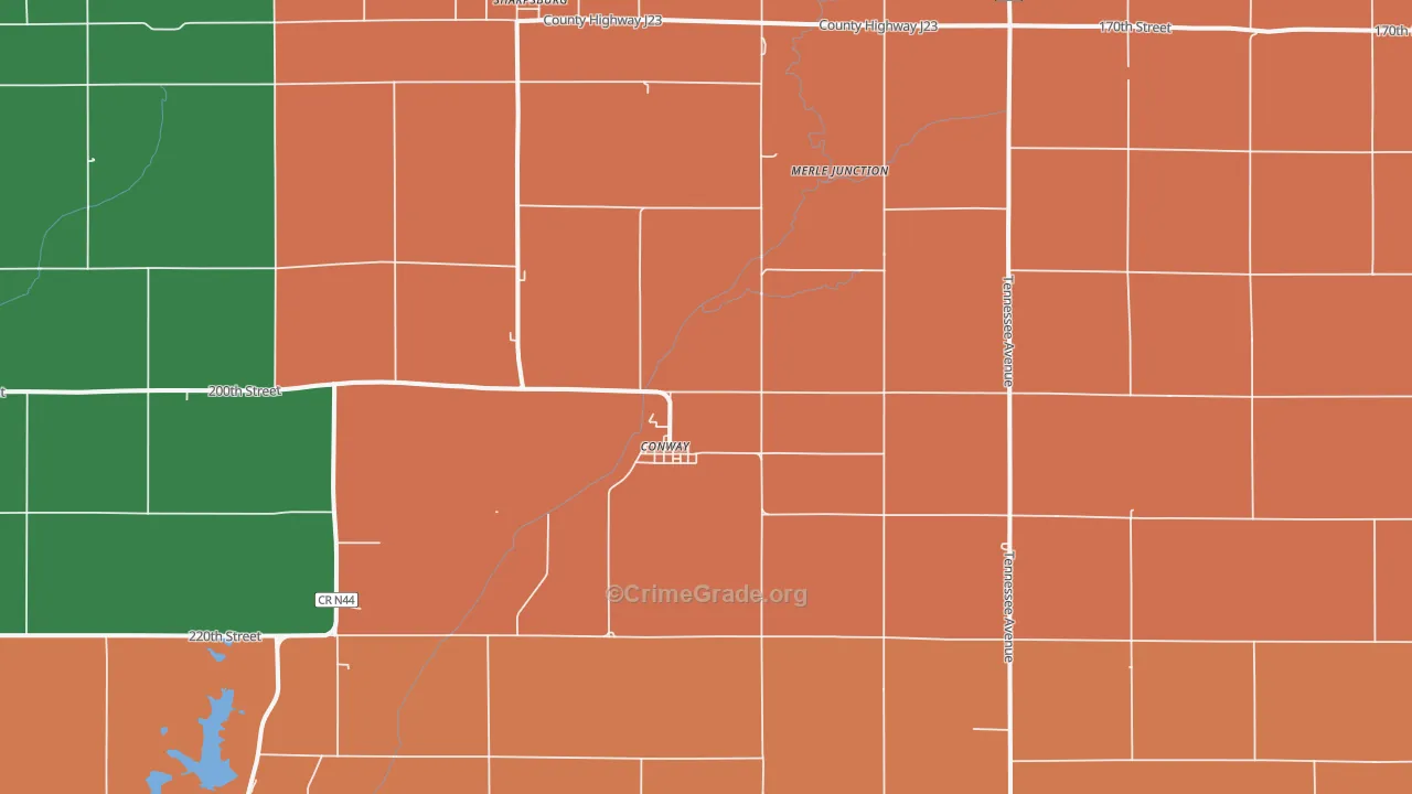 Conway, IA Map of Burglary Rates