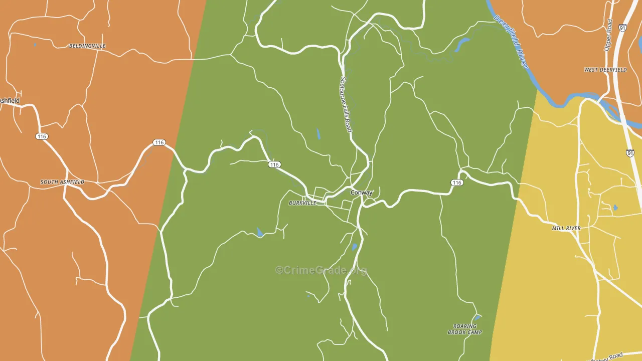 Conway, MA Map of Burglary Rates