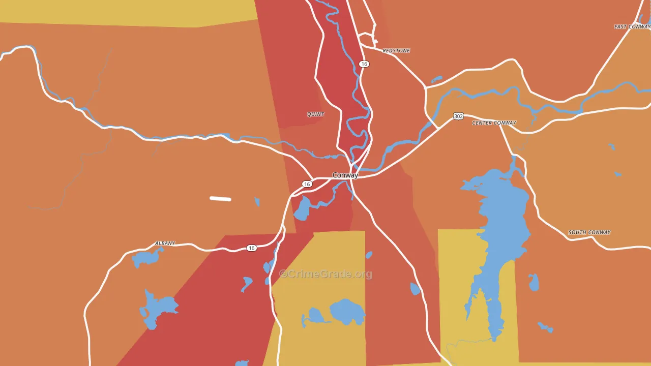 Conway, NH Map of Burglary Rates