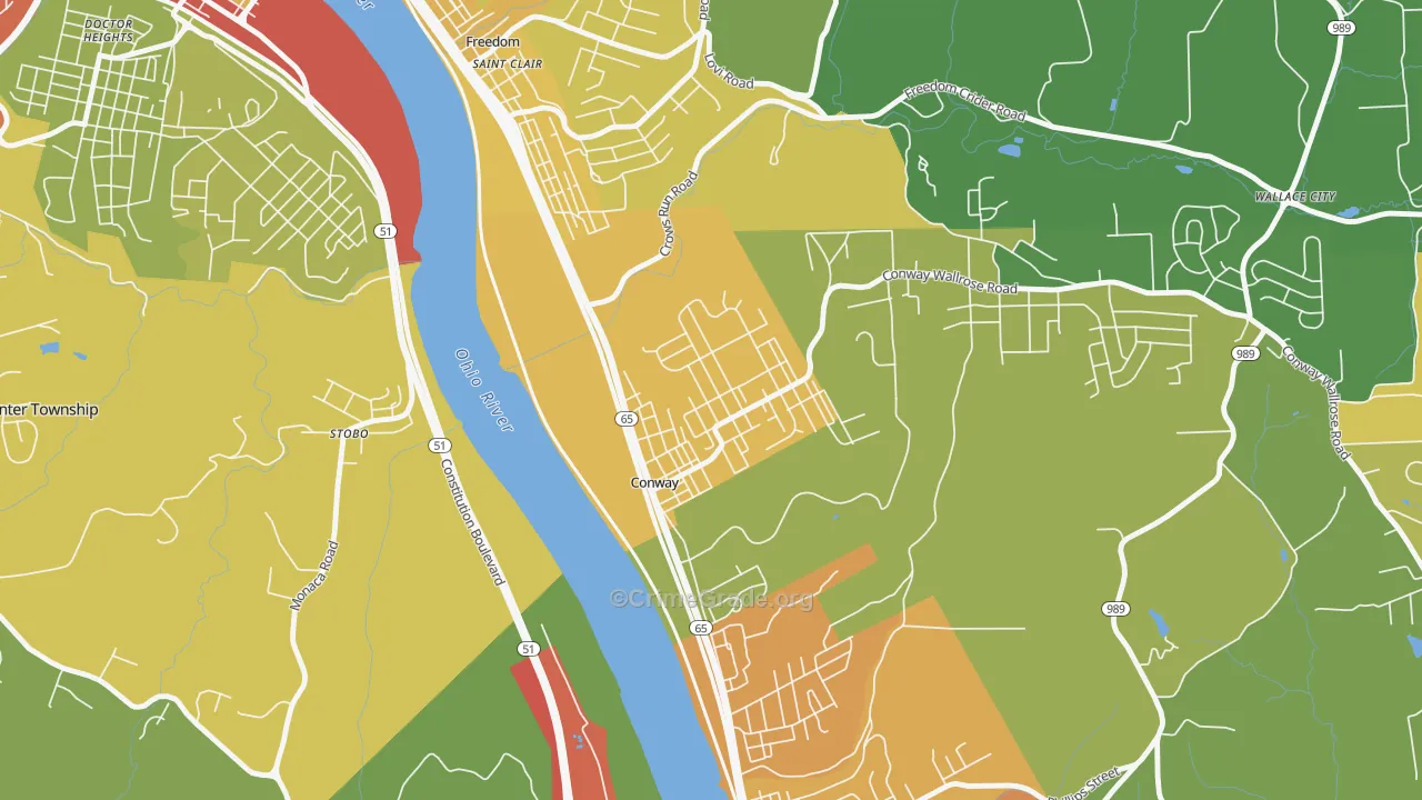 Conway, PA Map of Burglary Rates