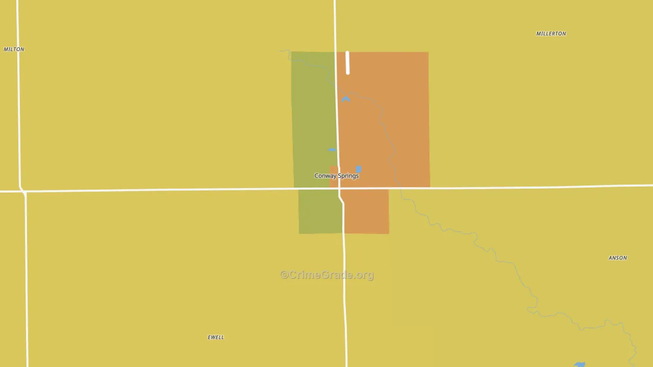 Conway Springs, KS Map of Burglary Rates