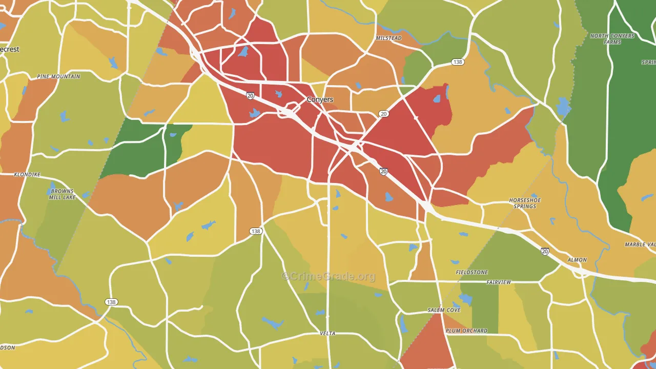 Conyers, GA Map of Burglary Rates