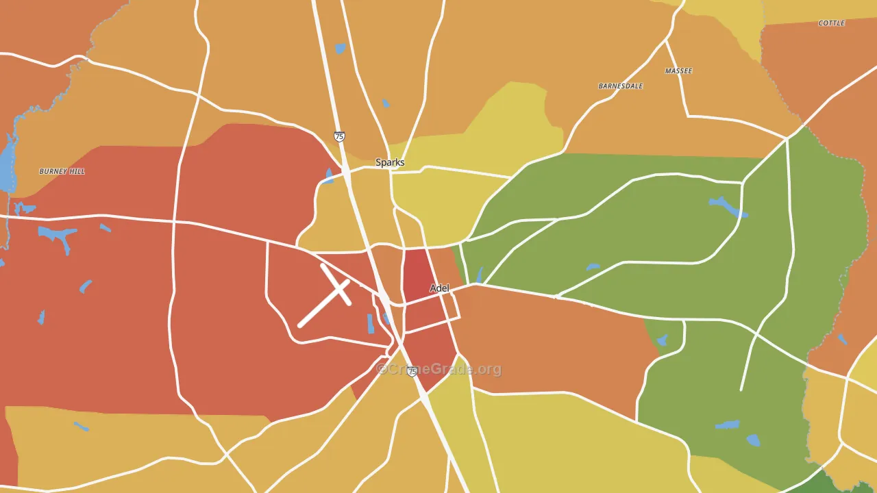 Cook County, GA Map of Burglary Rates