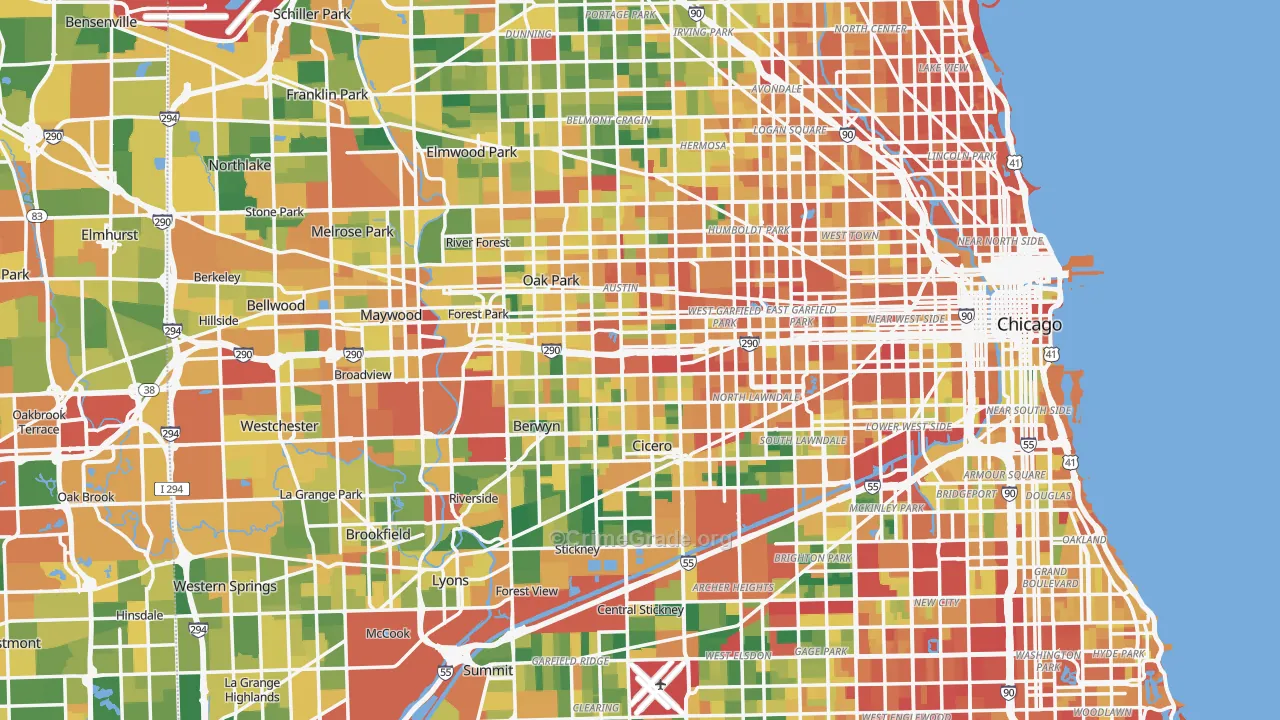 Cook County, IL Map of Burglary Rates