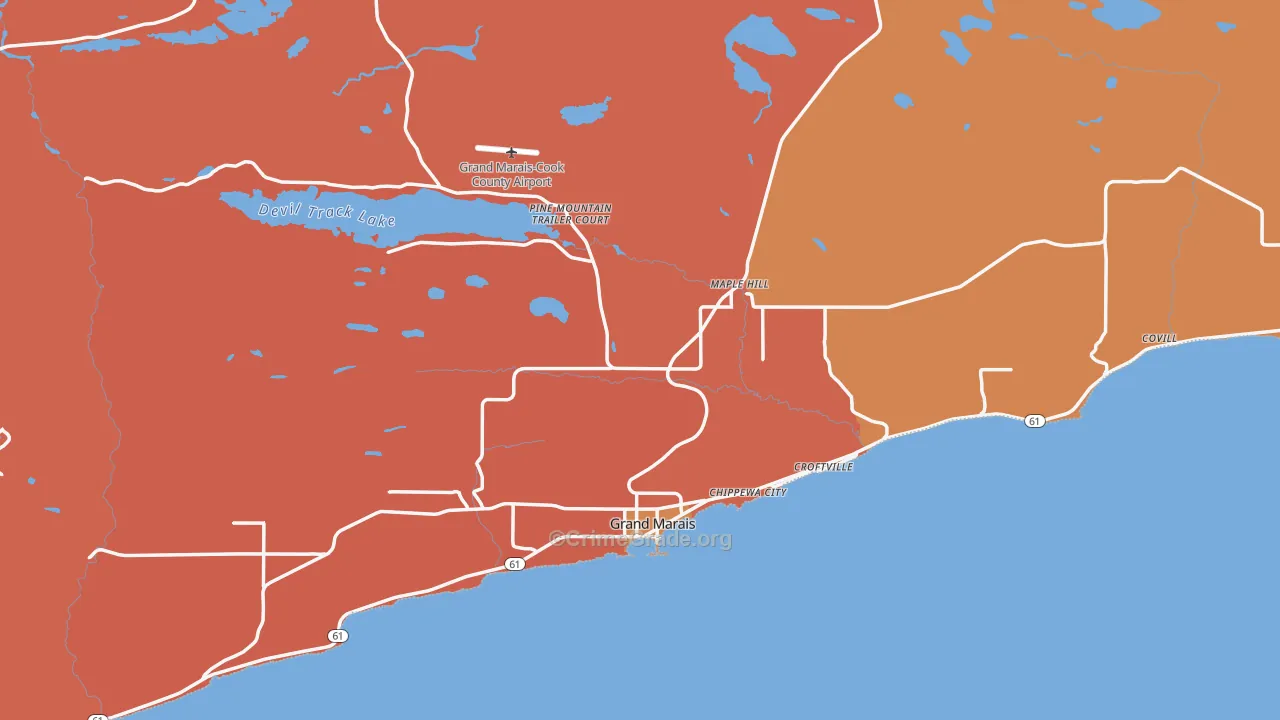 Cook County, MN Map of Burglary Rates