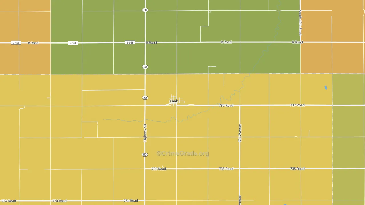 Cook, NE Map of Burglary Rates