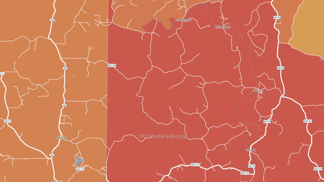Cook Station, MO Map of Burglary Rates