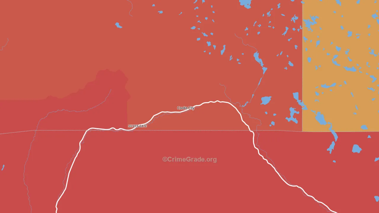 Cooke City, MT Map of Burglary Rates