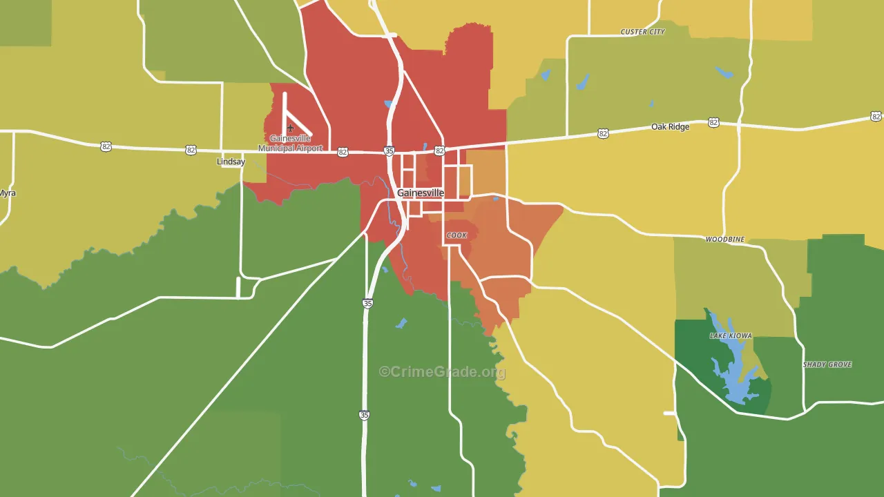Cooke County, TX Map of Burglary Rates
