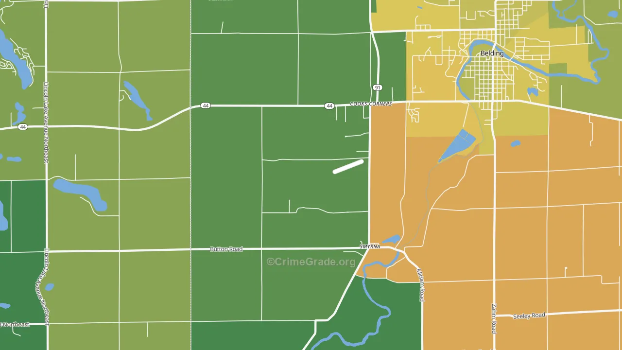 Cooks Corners, MI Map of Burglary Rates