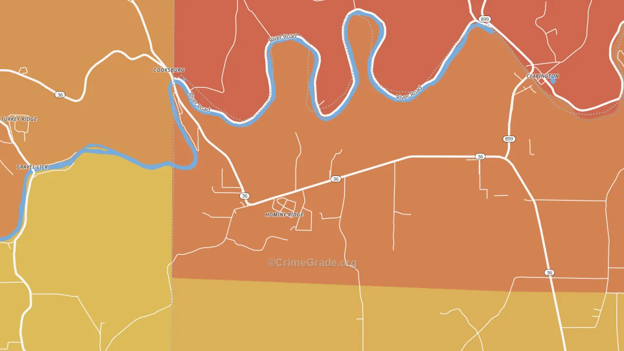 Cooksburg, PA Map of Burglary Rates