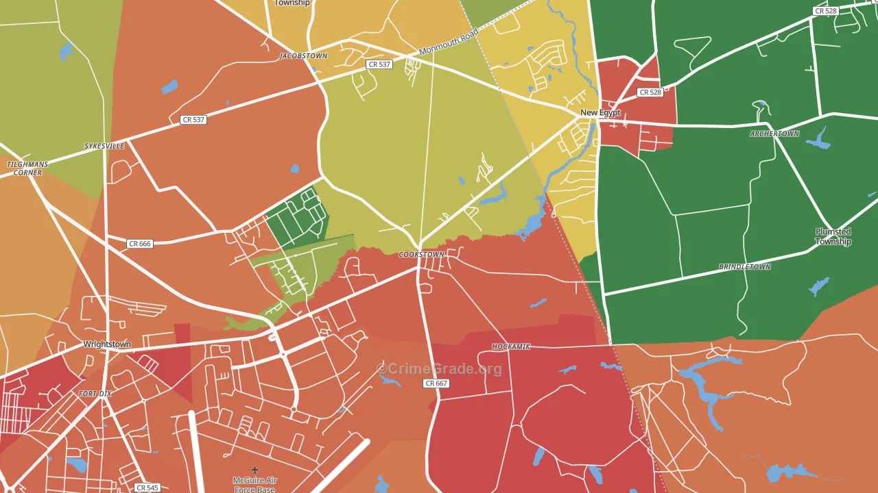 Cookstown, NJ Map of Burglary Rates