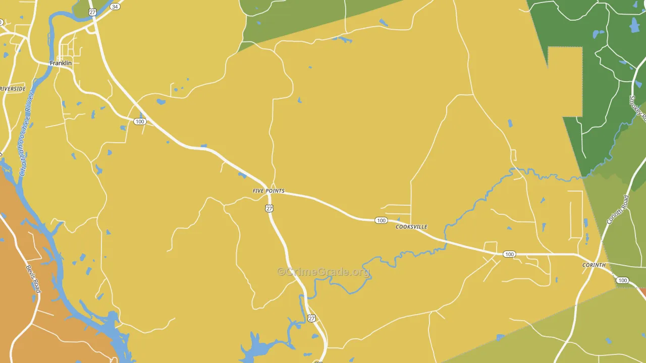 Cooksville, GA Map of Burglary Rates