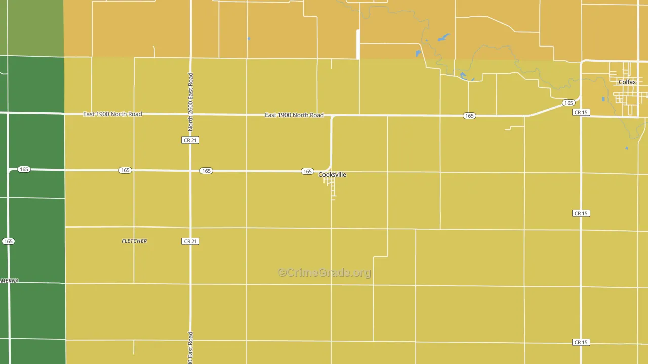 Cooksville, IL Map of Burglary Rates