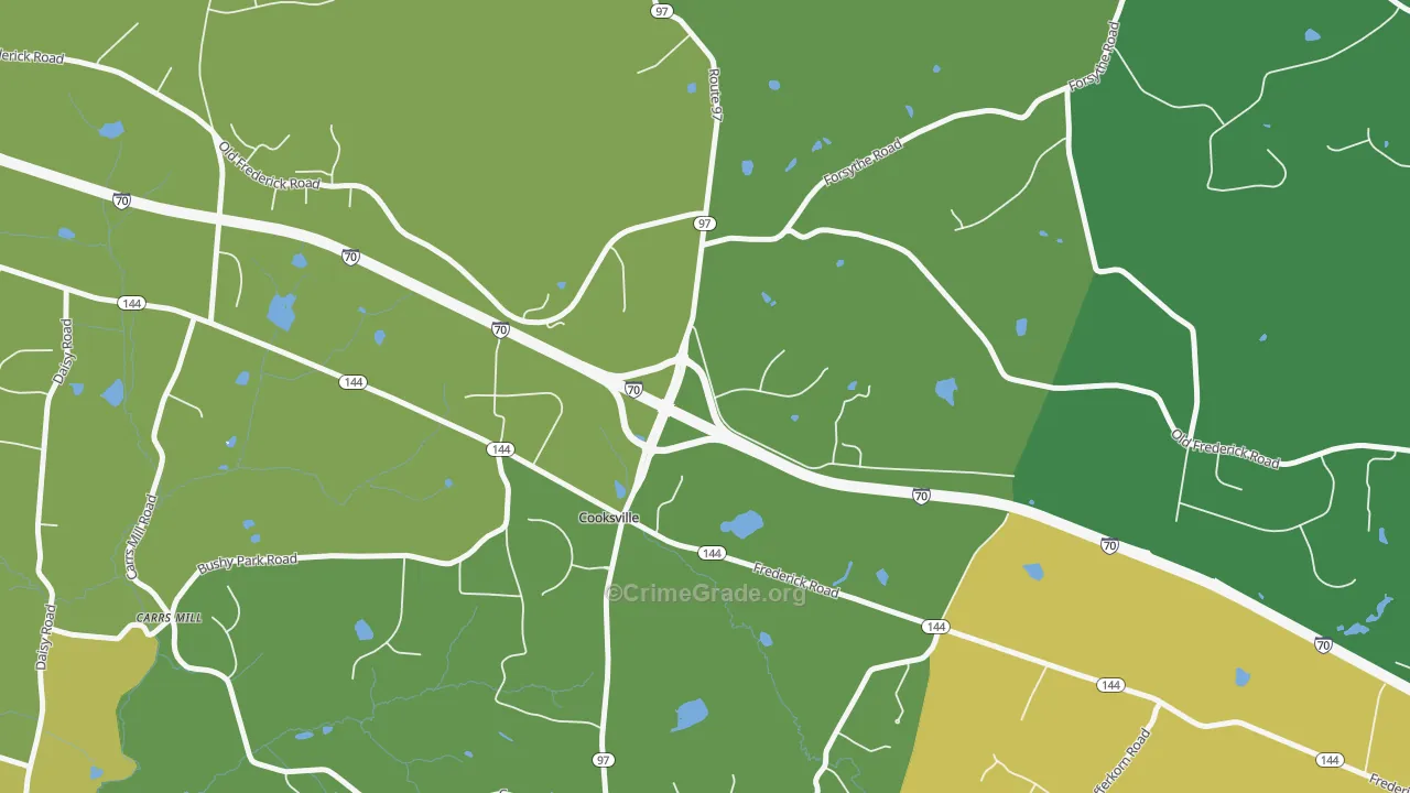 Cooksville, MD Map of Burglary Rates