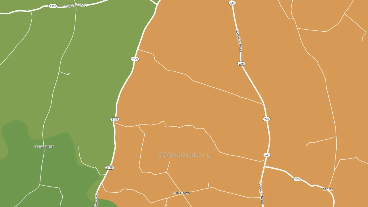 Cooktown, KY Map of Burglary Rates
