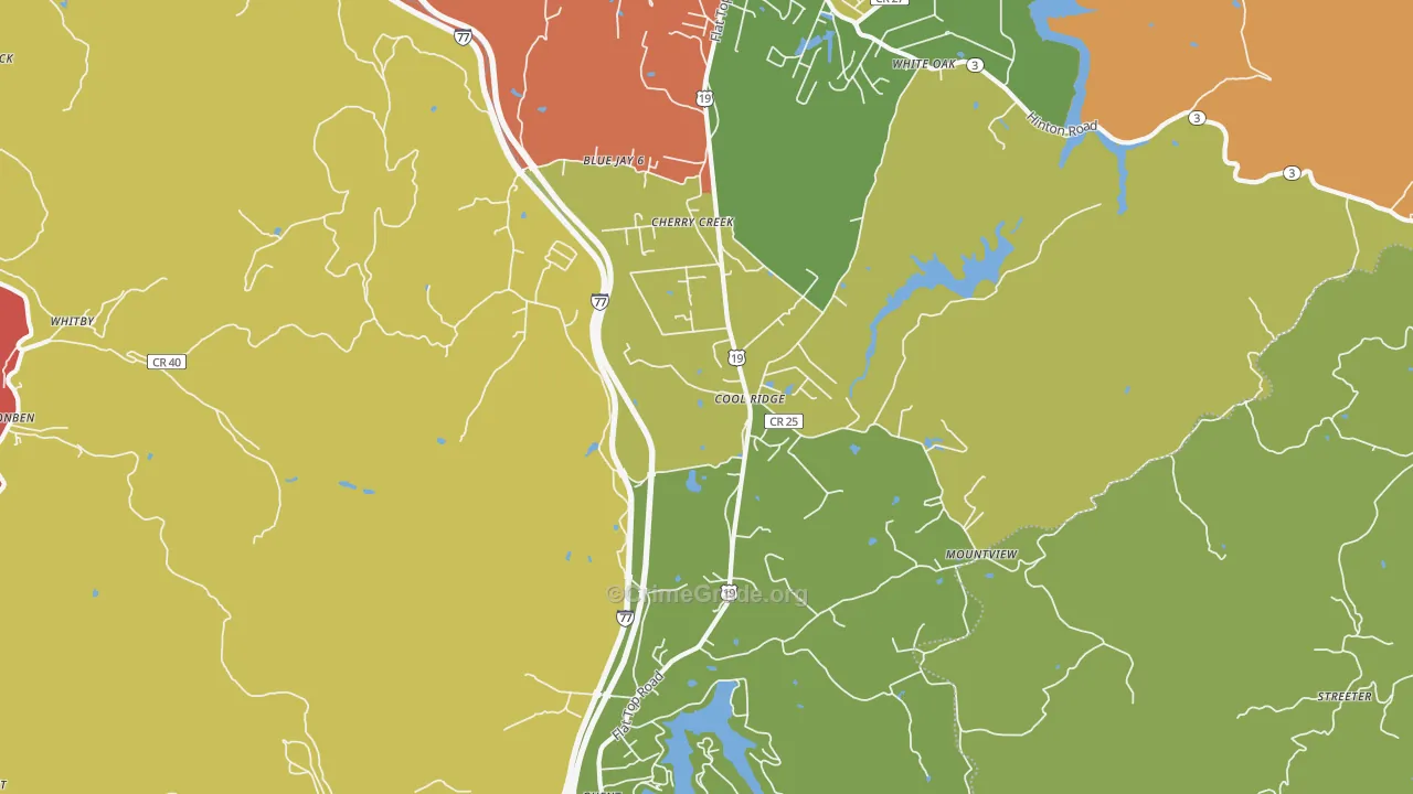 Cool Ridge, WV Map of Burglary Rates
