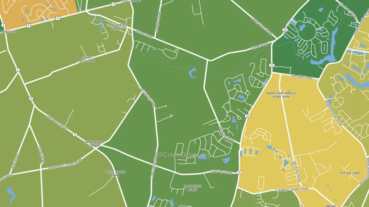 Cool Spring, DE Map of Burglary Rates